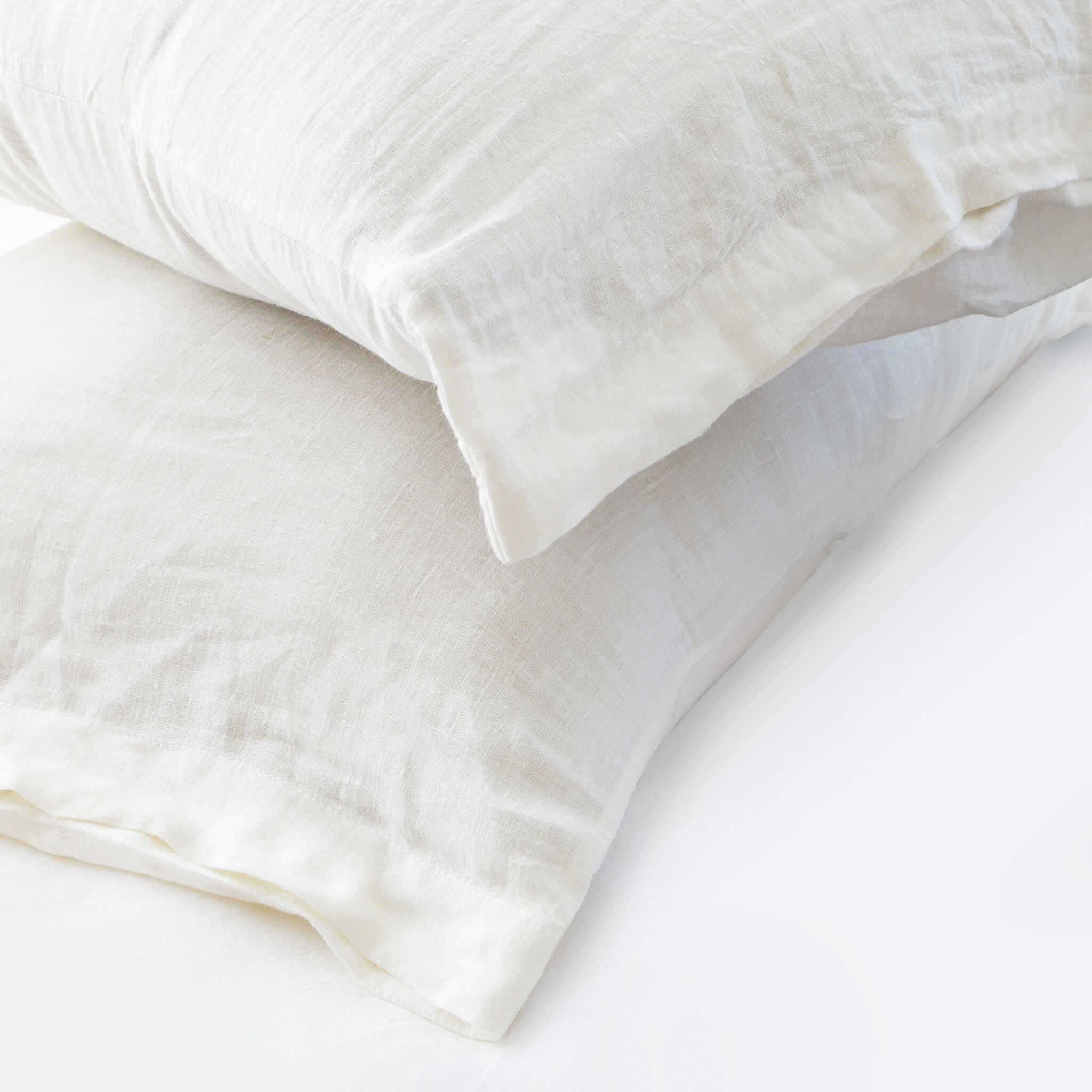 Pair Of White Linen Pillowcases-1