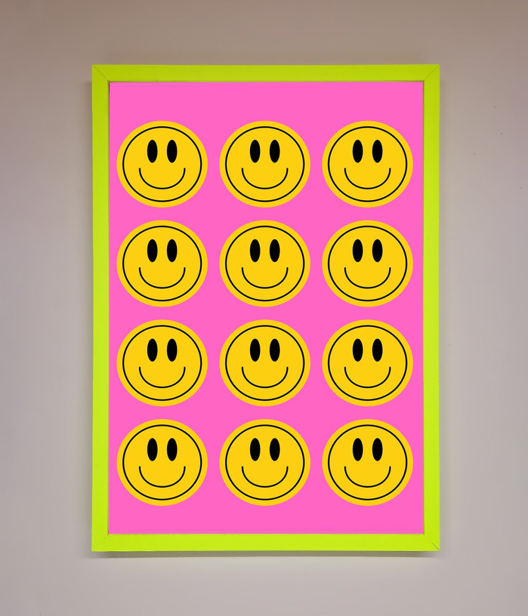 Acid Smile Faces Framed Poster-8