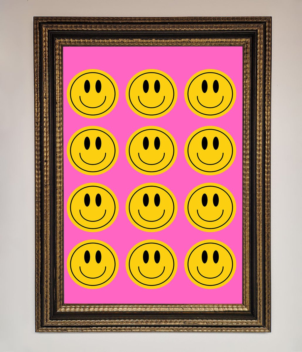 Acid Smile Faces Framed Poster-12