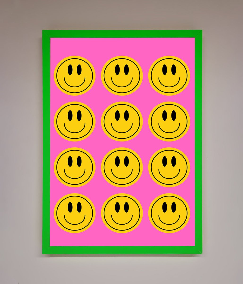 Acid Smile Faces Framed Poster-9