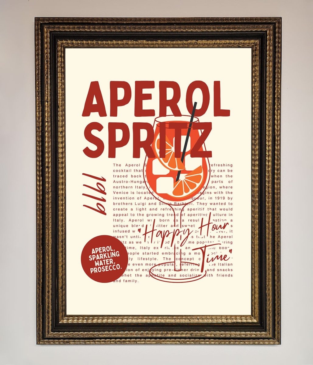 Aperol Spritz Happy Hour Cocktail Framed Wall Art-18