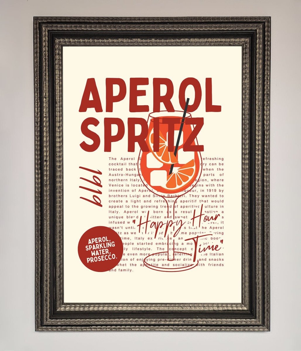 Aperol Spritz Happy Hour Cocktail Framed Wall Art-17