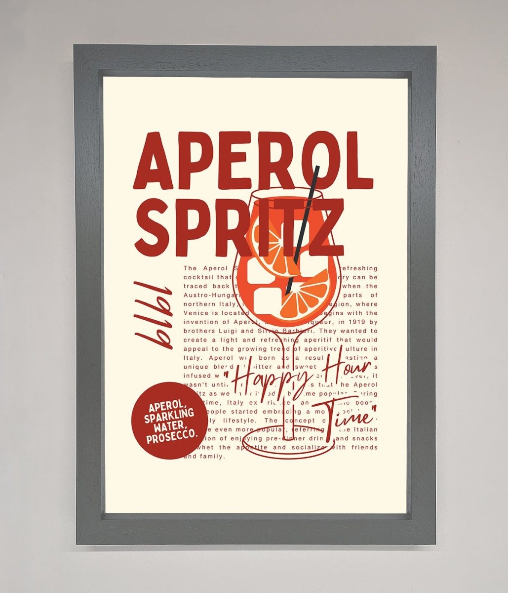 Aperol Spritz Happy Hour Cocktail Framed Wall Art-4