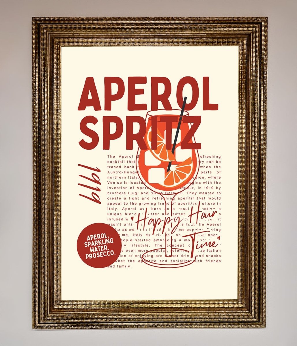 Aperol Spritz Happy Hour Cocktail Framed Wall Art-15