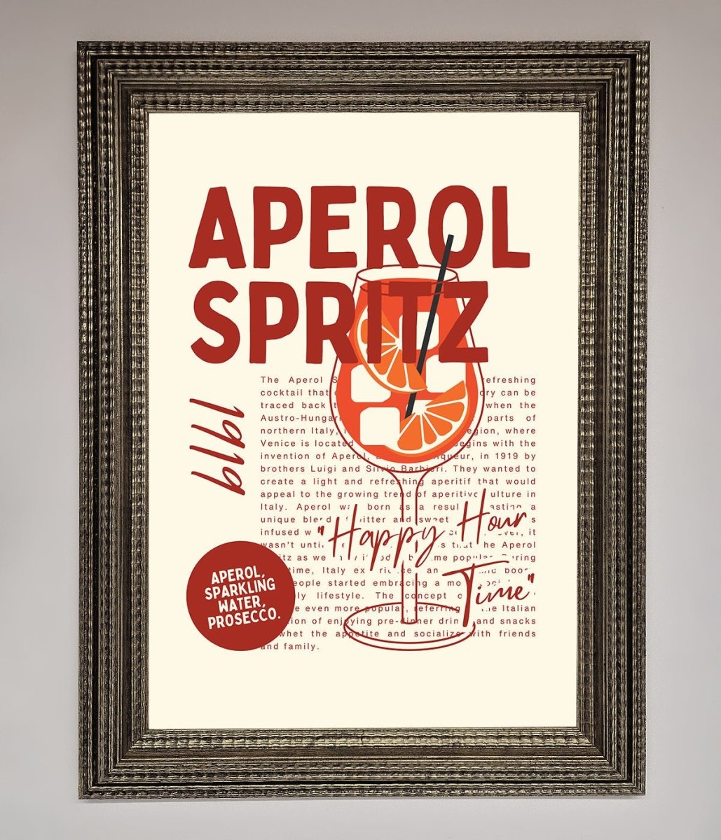 Aperol Spritz Happy Hour Cocktail Framed Wall Art-16