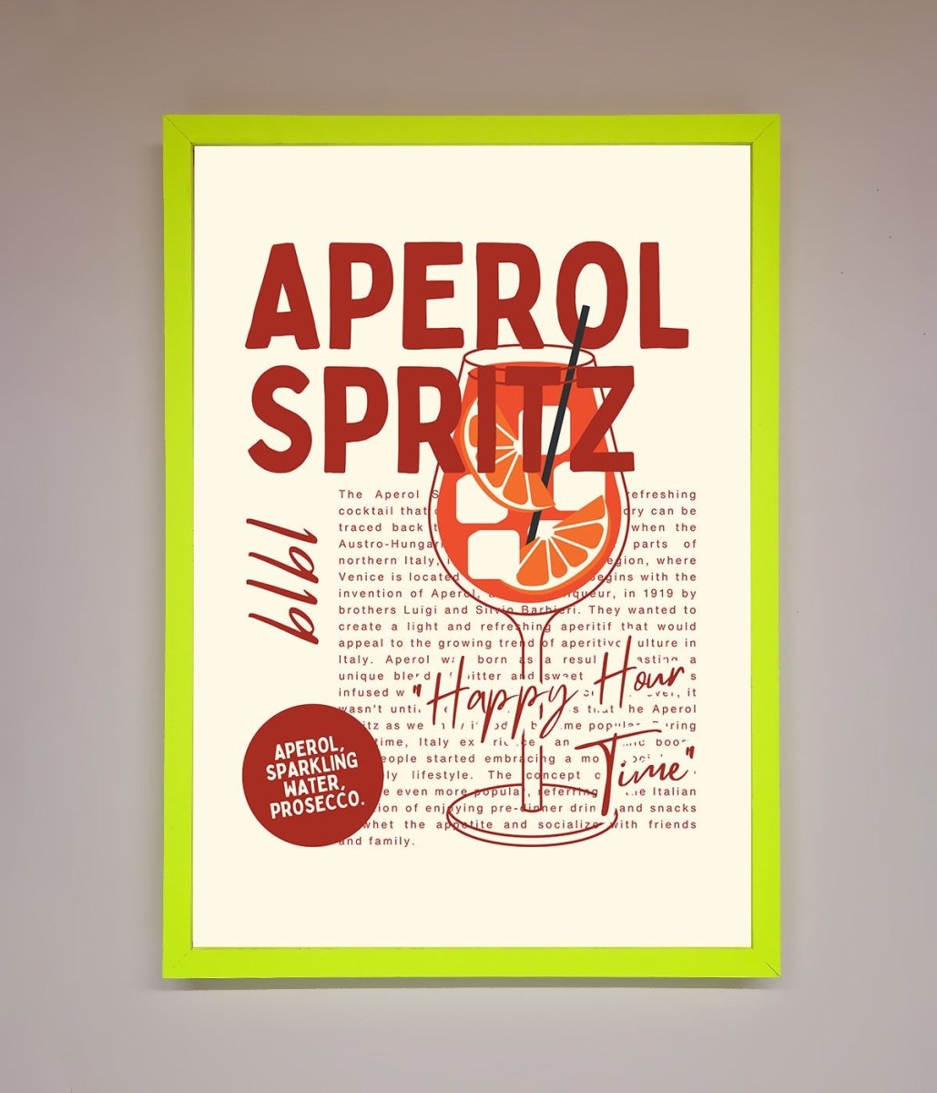 Aperol Spritz Happy Hour Cocktail Framed Wall Art-12