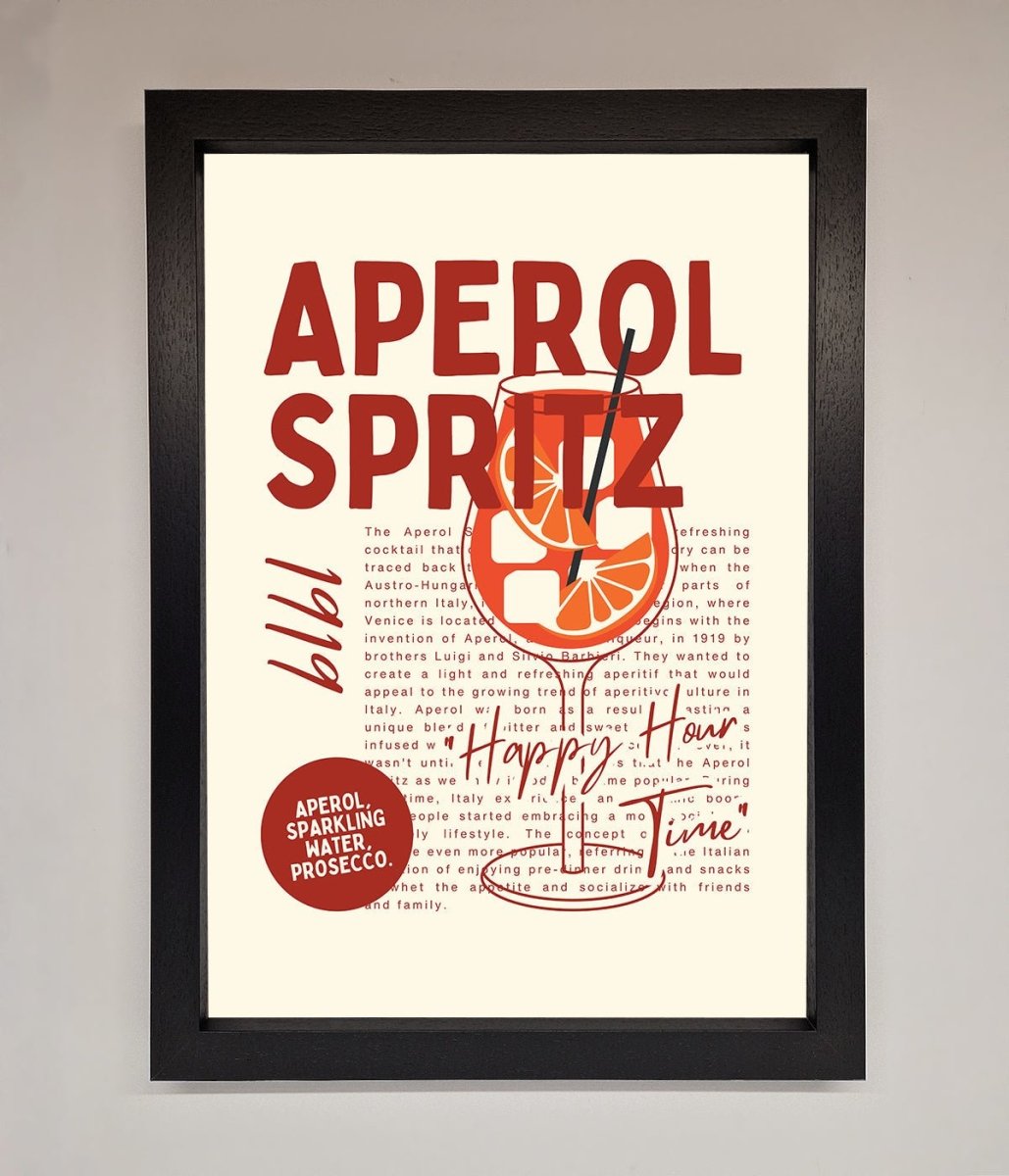 Aperol Spritz Happy Hour Cocktail Framed Wall Art-1