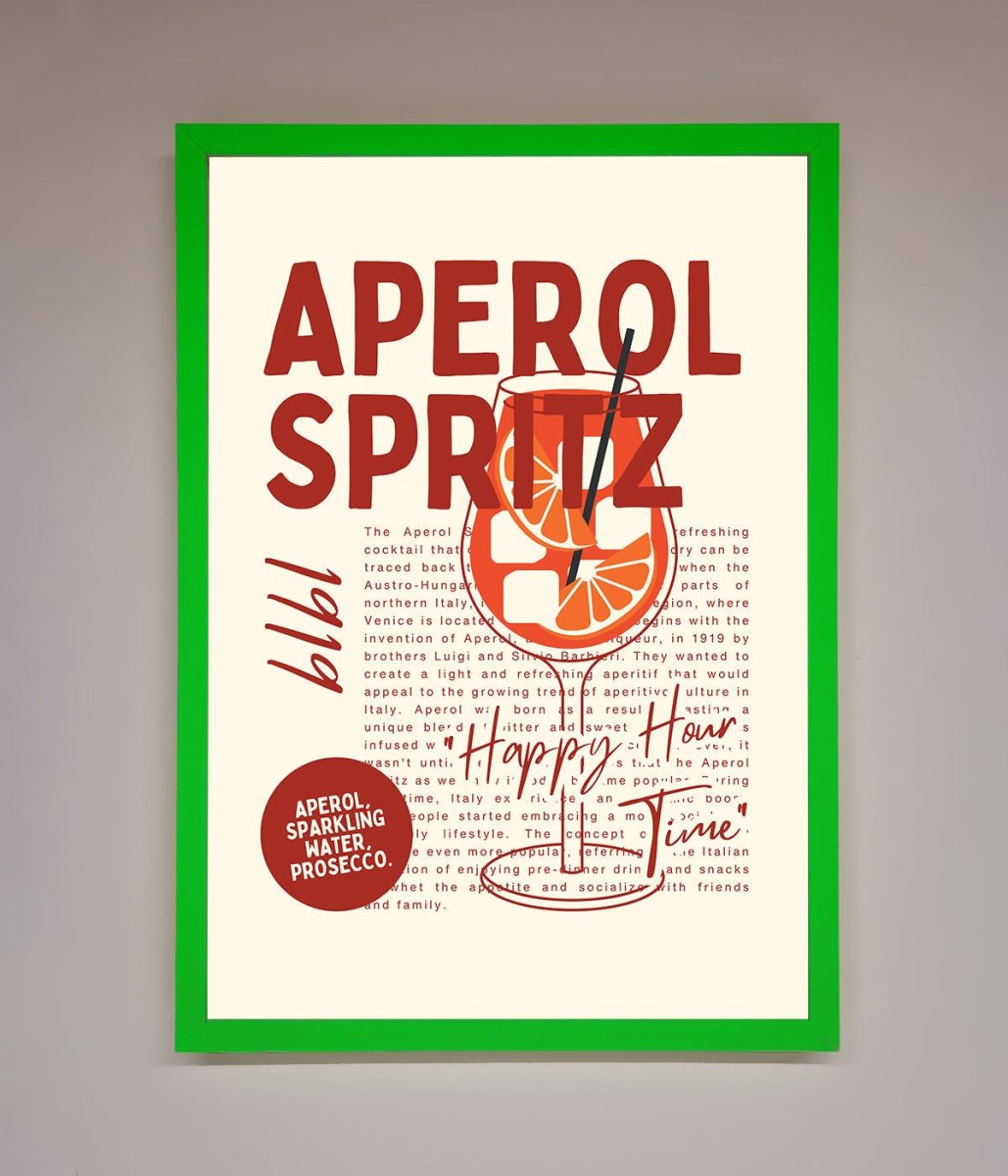 Aperol Spritz Happy Hour Cocktail Framed Wall Art-11