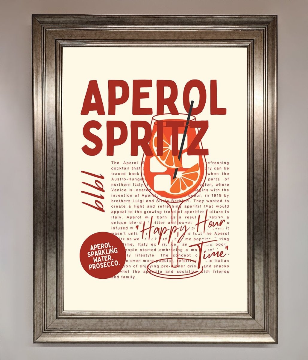 Aperol Spritz Happy Hour Cocktail Framed Wall Art-5