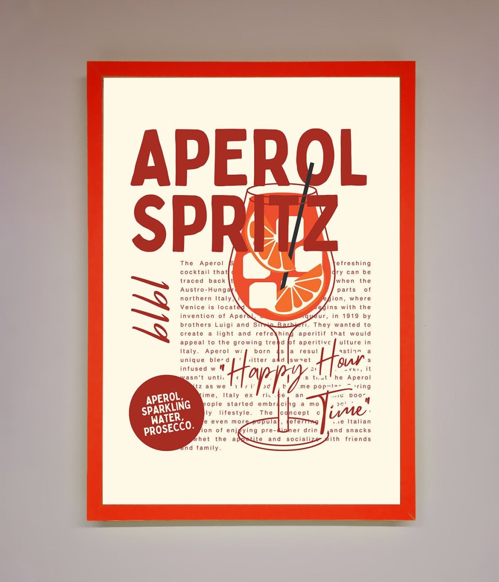Aperol Spritz Happy Hour Cocktail Framed Wall Art-14