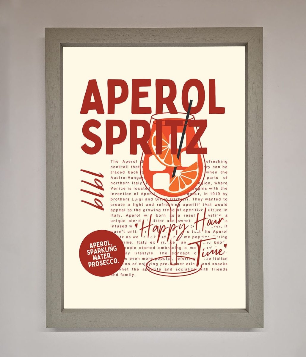 Aperol Spritz Happy Hour Cocktail Framed Wall Art-3