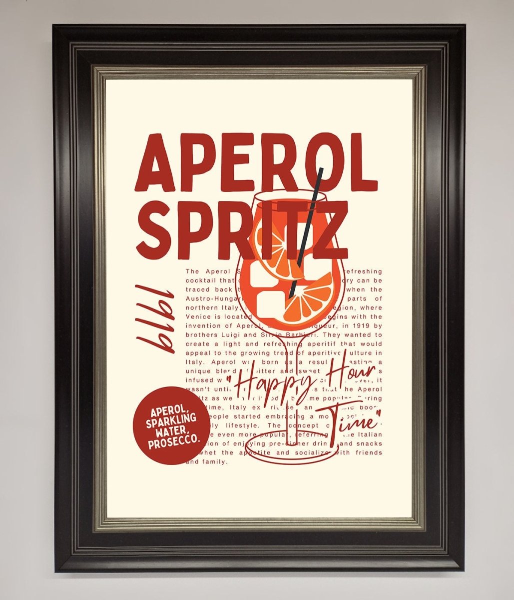 Aperol Spritz Happy Hour Cocktail Framed Wall Art-8