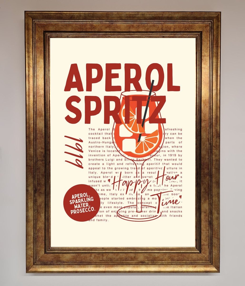 Aperol Spritz Happy Hour Cocktail Framed Wall Art-7