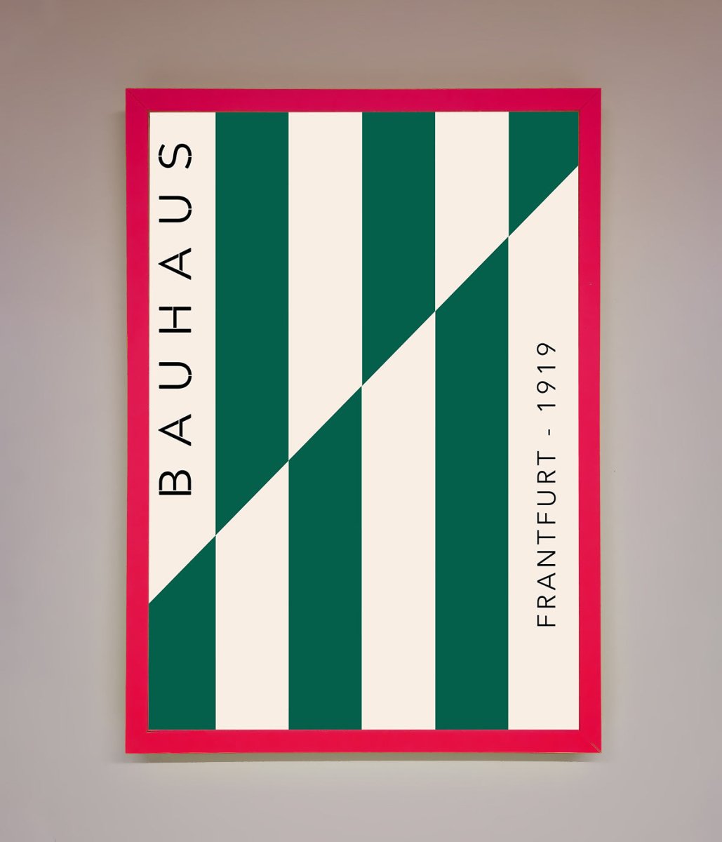 Bauhaus Green And White Framed Print-5