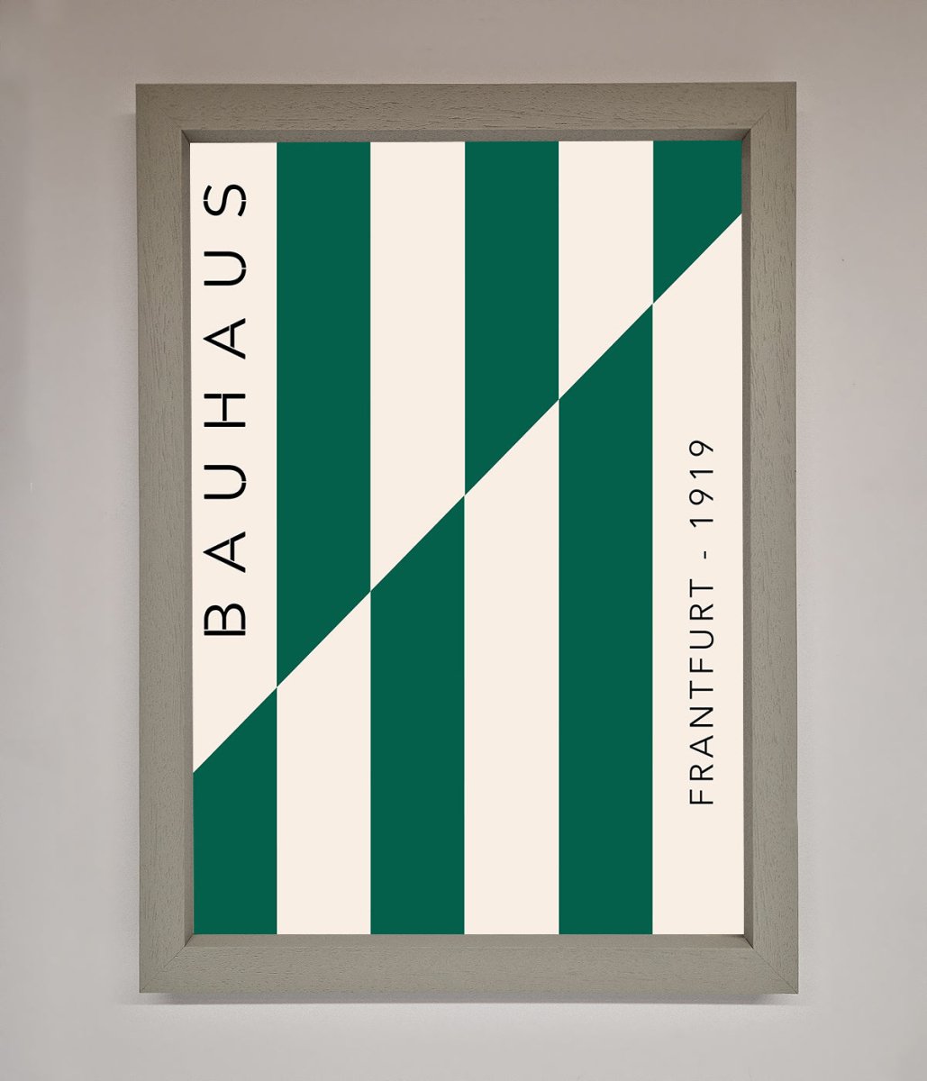 Bauhaus Green And White Framed Print-3