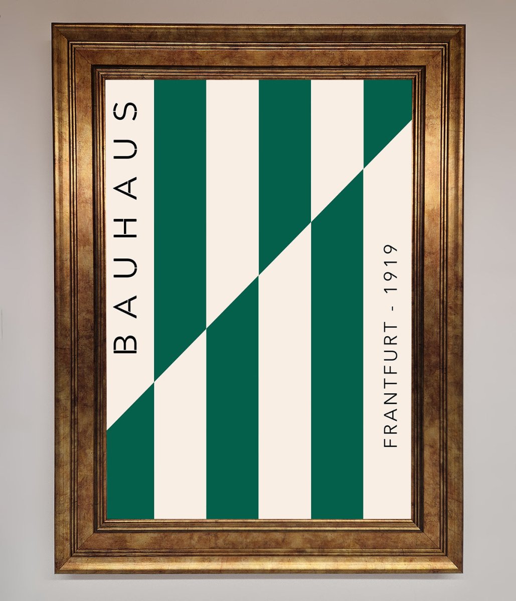 Bauhaus Green And White Framed Print-10