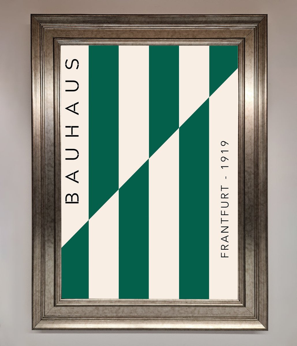 Bauhaus Green And White Framed Print-12