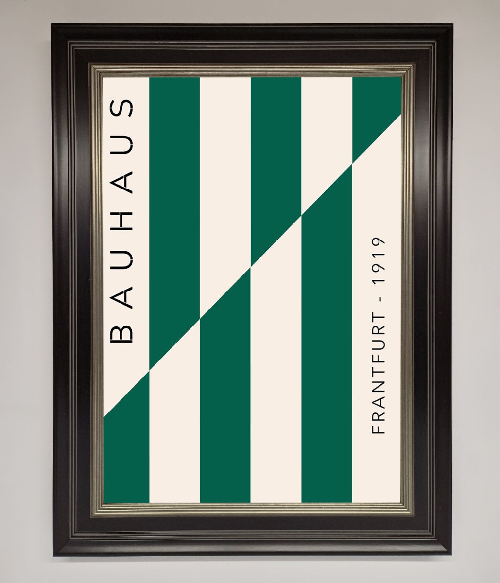 Bauhaus Green And White Framed Print-14