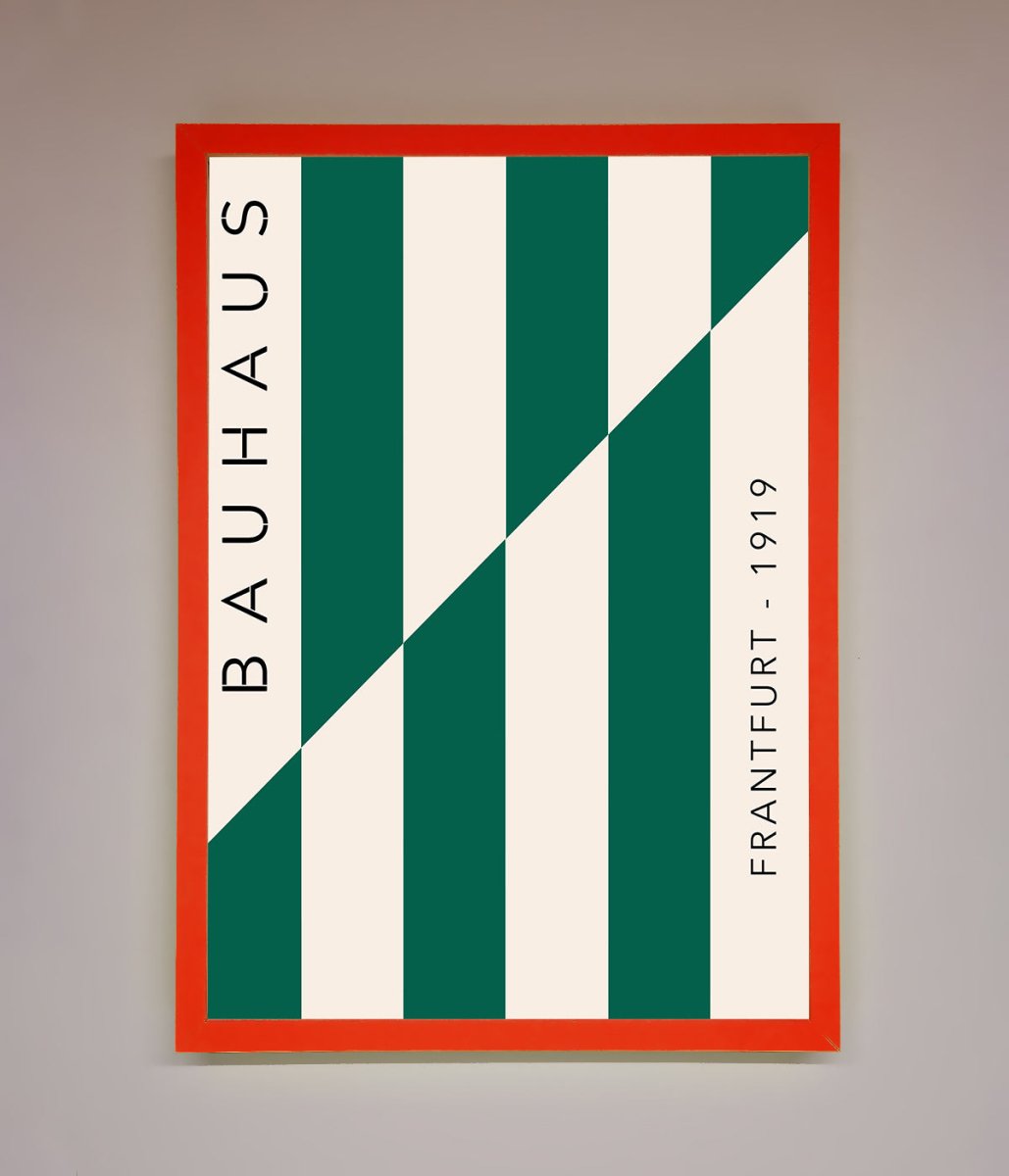 Bauhaus Green And White Framed Print-6