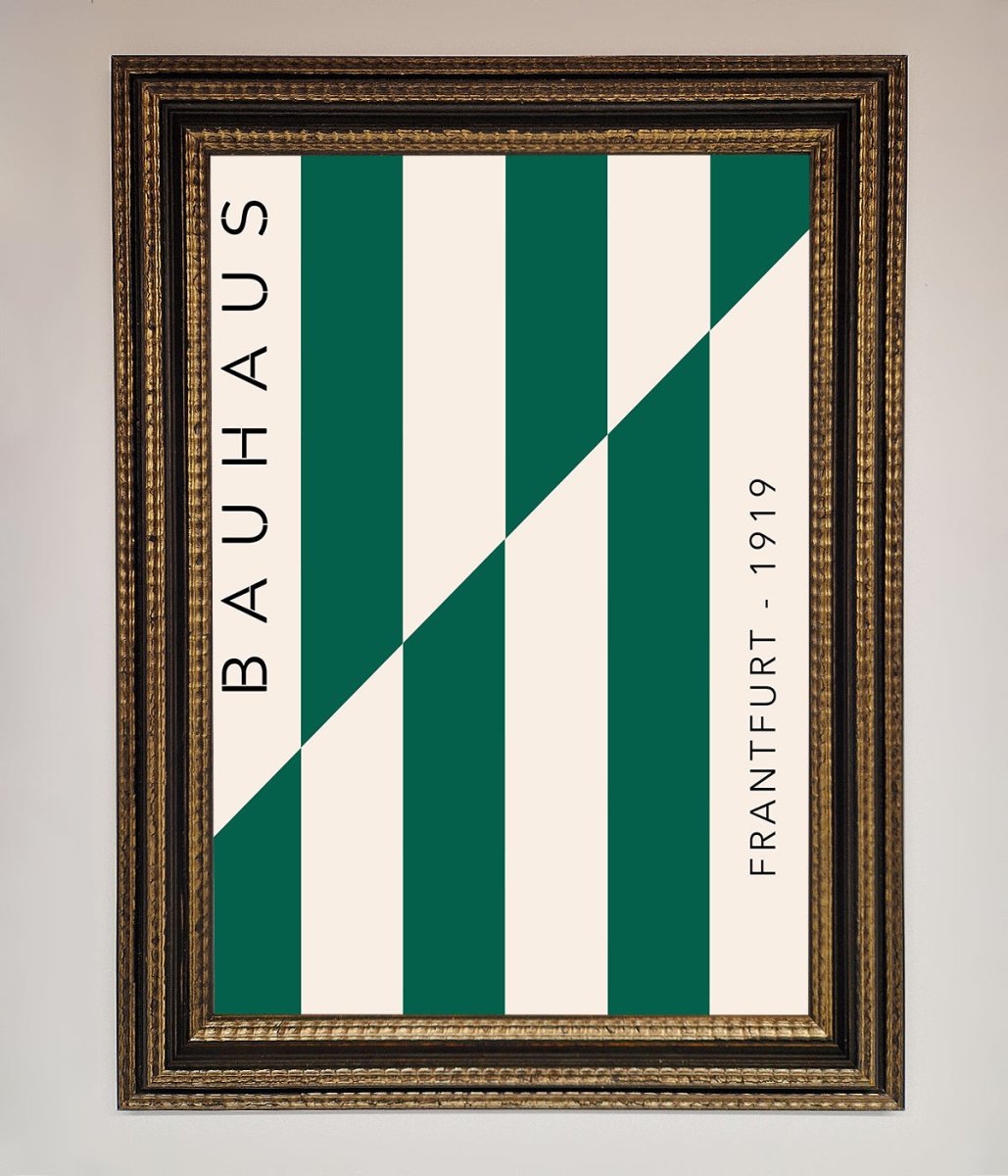 Bauhaus Green And White Framed Print-9