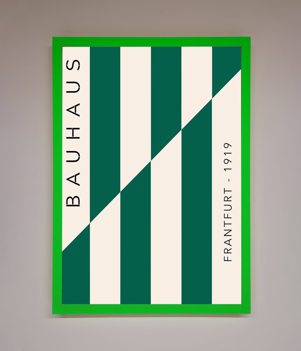 Bauhaus Green And White Framed Print-0