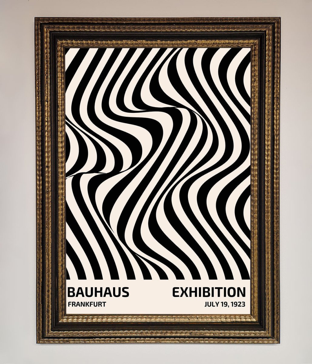Bauhaus Wavy Black Lines Framed Poster-6