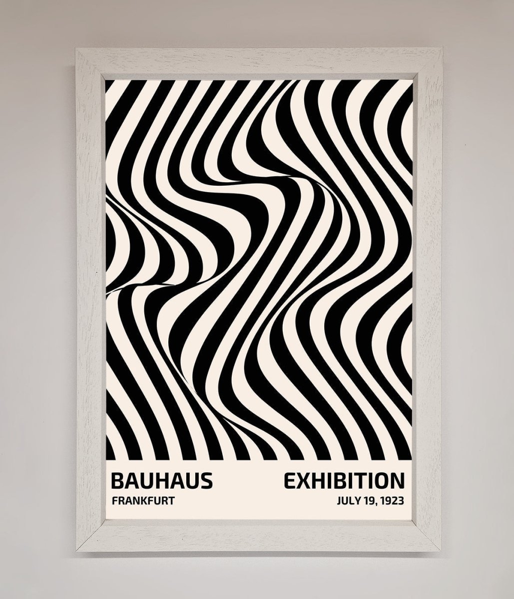 Bauhaus Wavy Black Lines Framed Poster-1