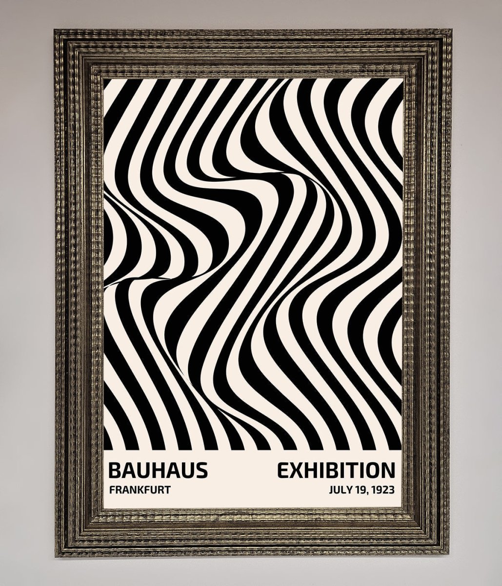 Bauhaus Wavy Black Lines Framed Poster-5
