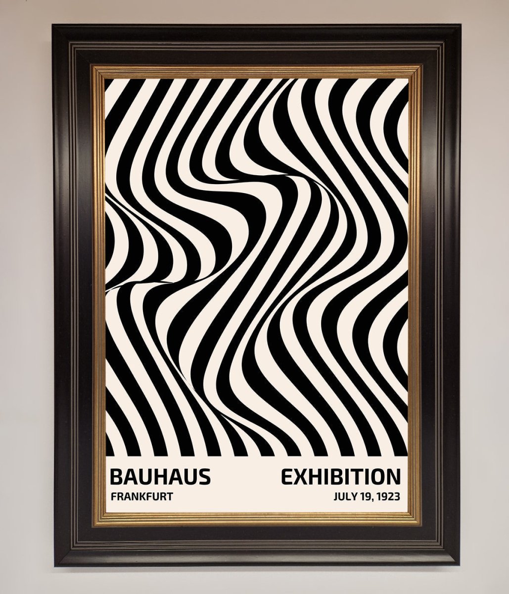 Bauhaus Wavy Black Lines Framed Poster-12