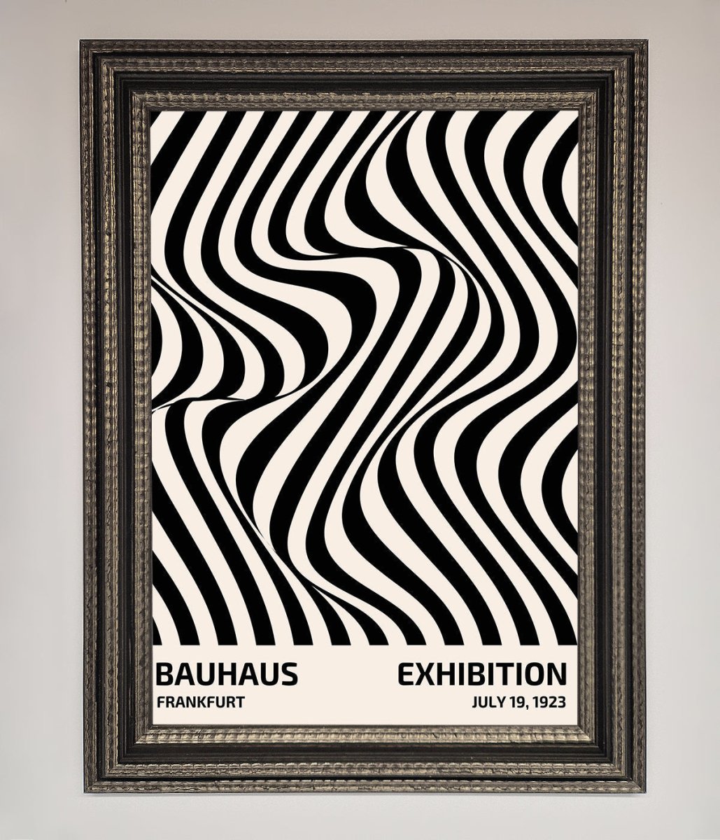 Bauhaus Wavy Black Lines Framed Poster-8