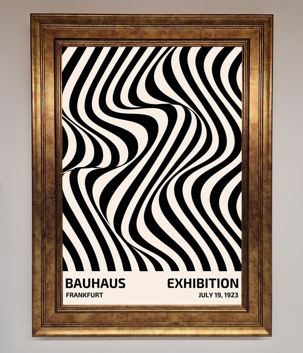 Bauhaus Wavy Black Lines Framed Poster-7