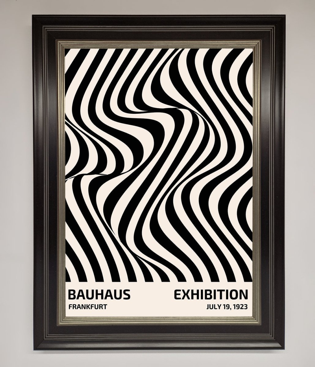 Bauhaus Wavy Black Lines Framed Poster-11