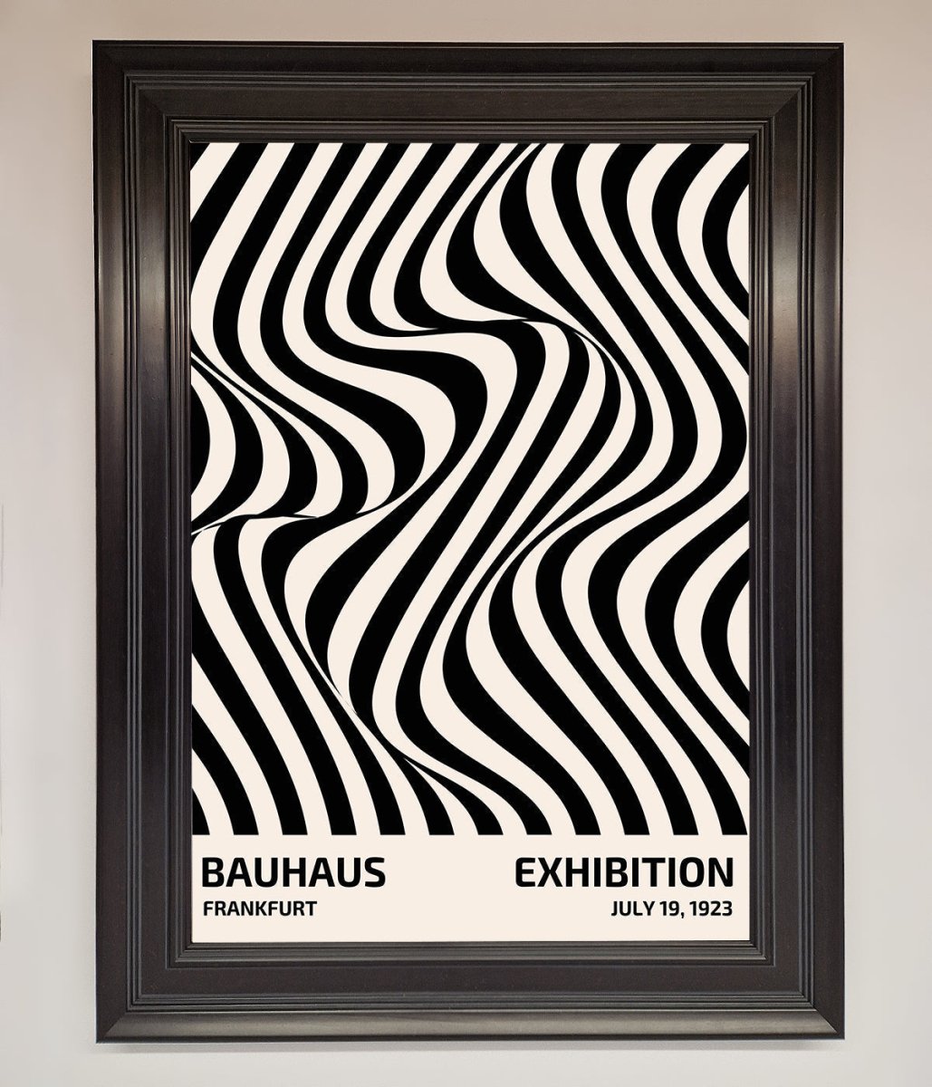 Bauhaus Wavy Black Lines Framed Poster-10