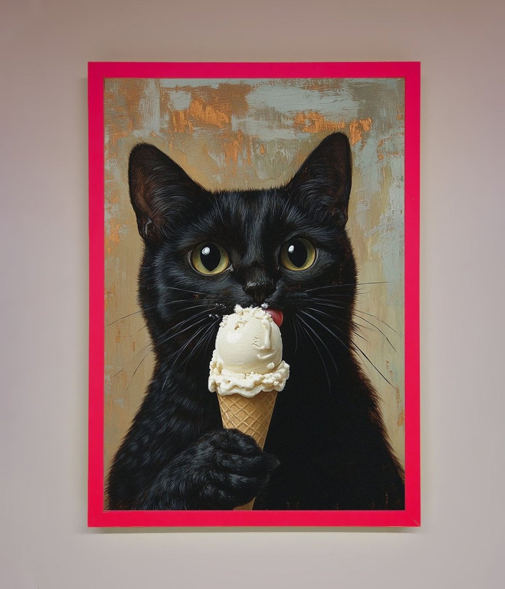 Black Cat Vanilla Icecream Funny Framed Wall Art-13