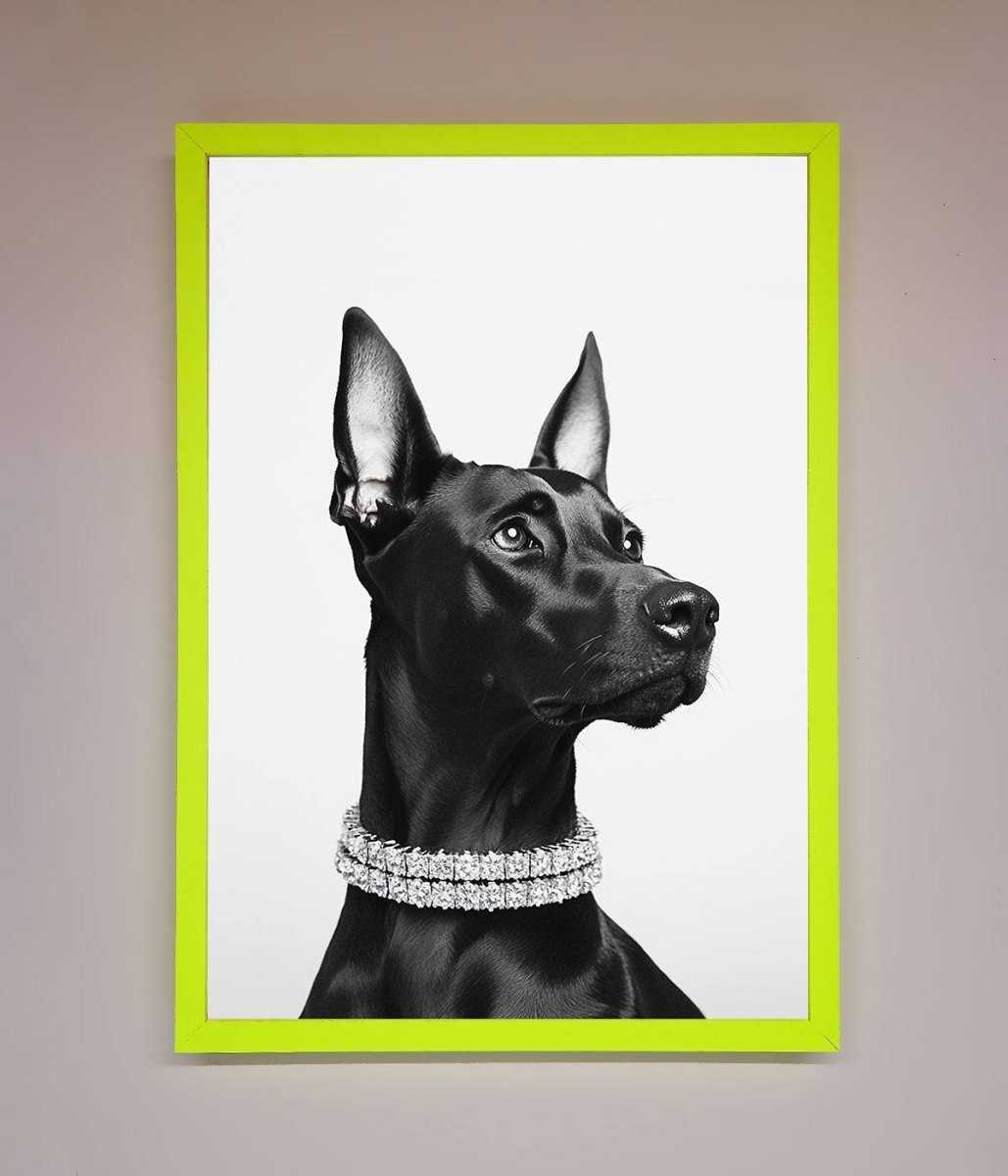 Black Doberman Diamond Neckless Framed Poster-12