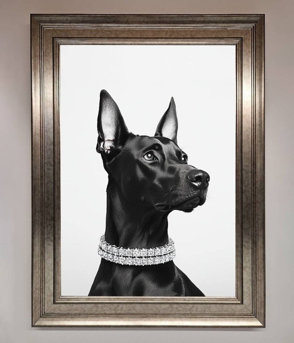 Black Doberman Diamond Neckless Framed Poster-5