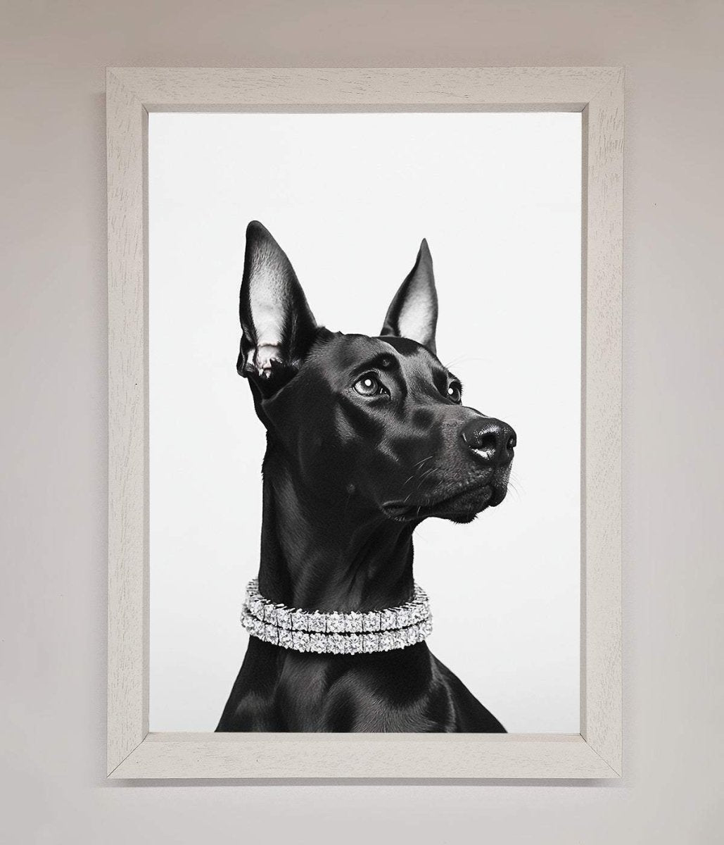 Black Doberman Diamond Neckless Framed Poster-2