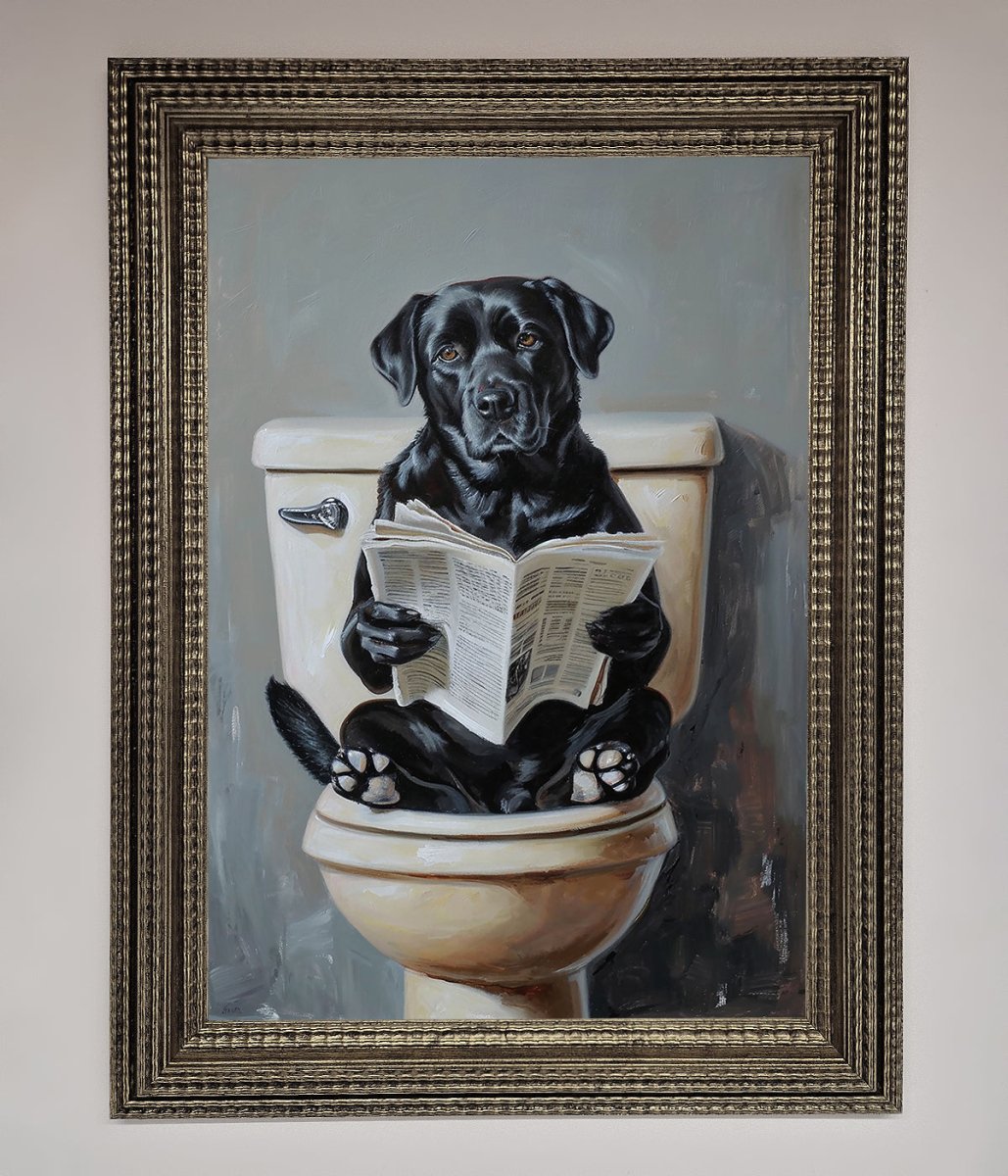 Black Lab On The Toilet Framed Poster-5