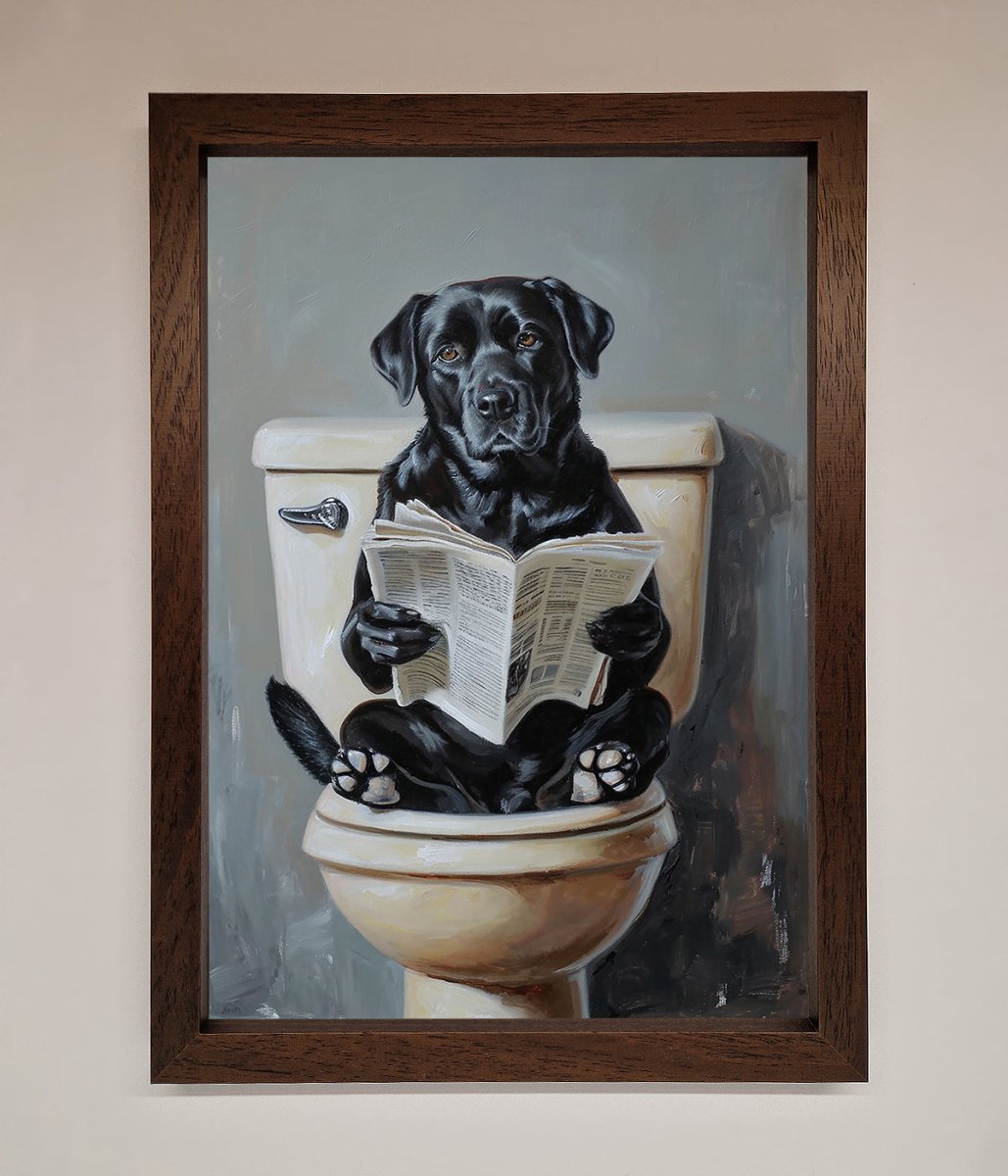 Black Lab On The Toilet Framed Poster-4