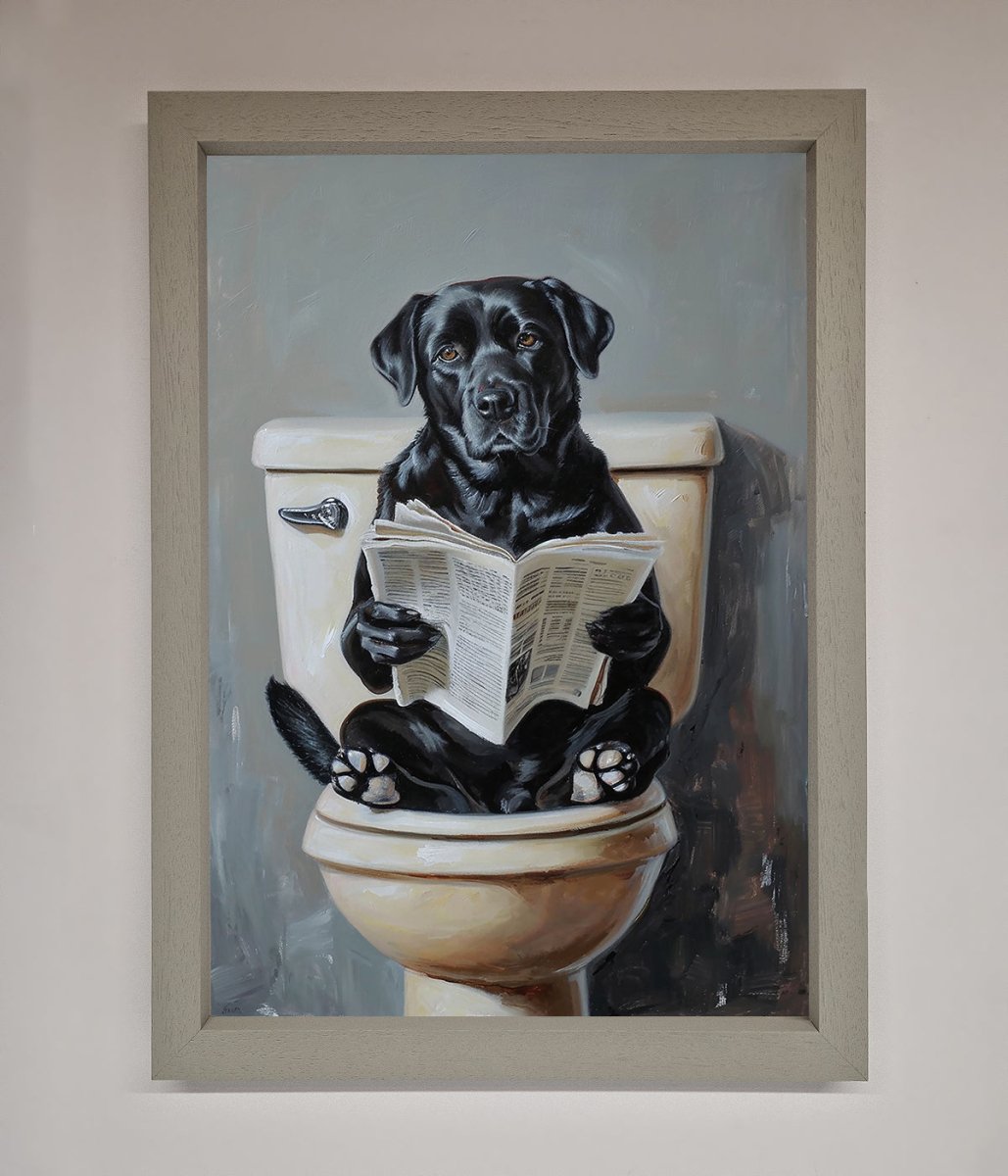 Black Lab On The Toilet Framed Poster-3