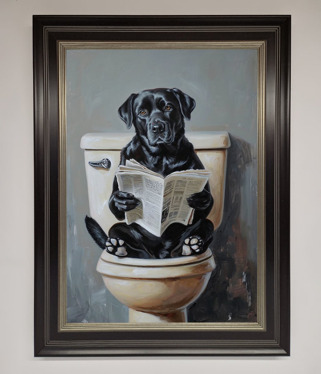 Black Lab On The Toilet Framed Poster-11