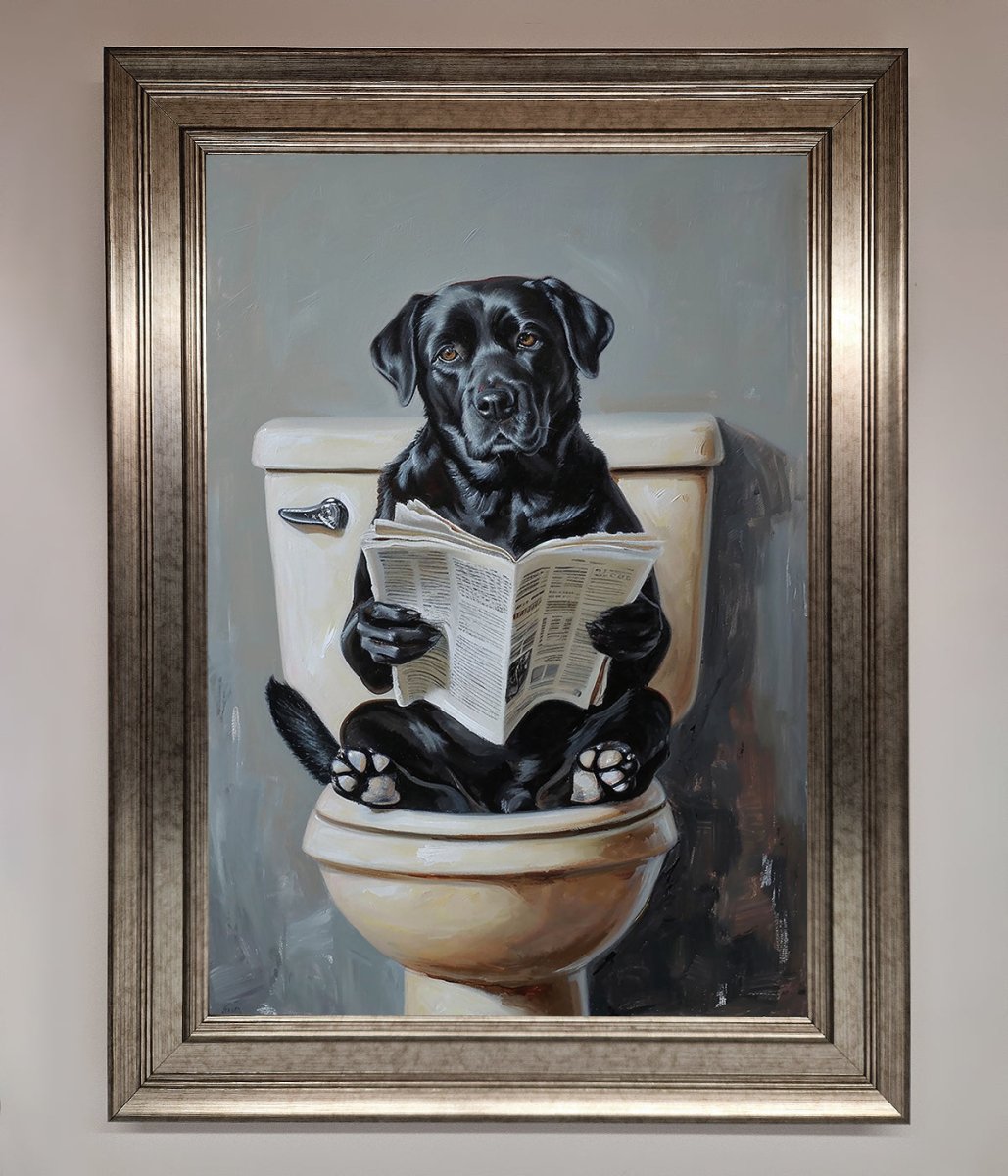 Black Lab On The Toilet Framed Poster-9