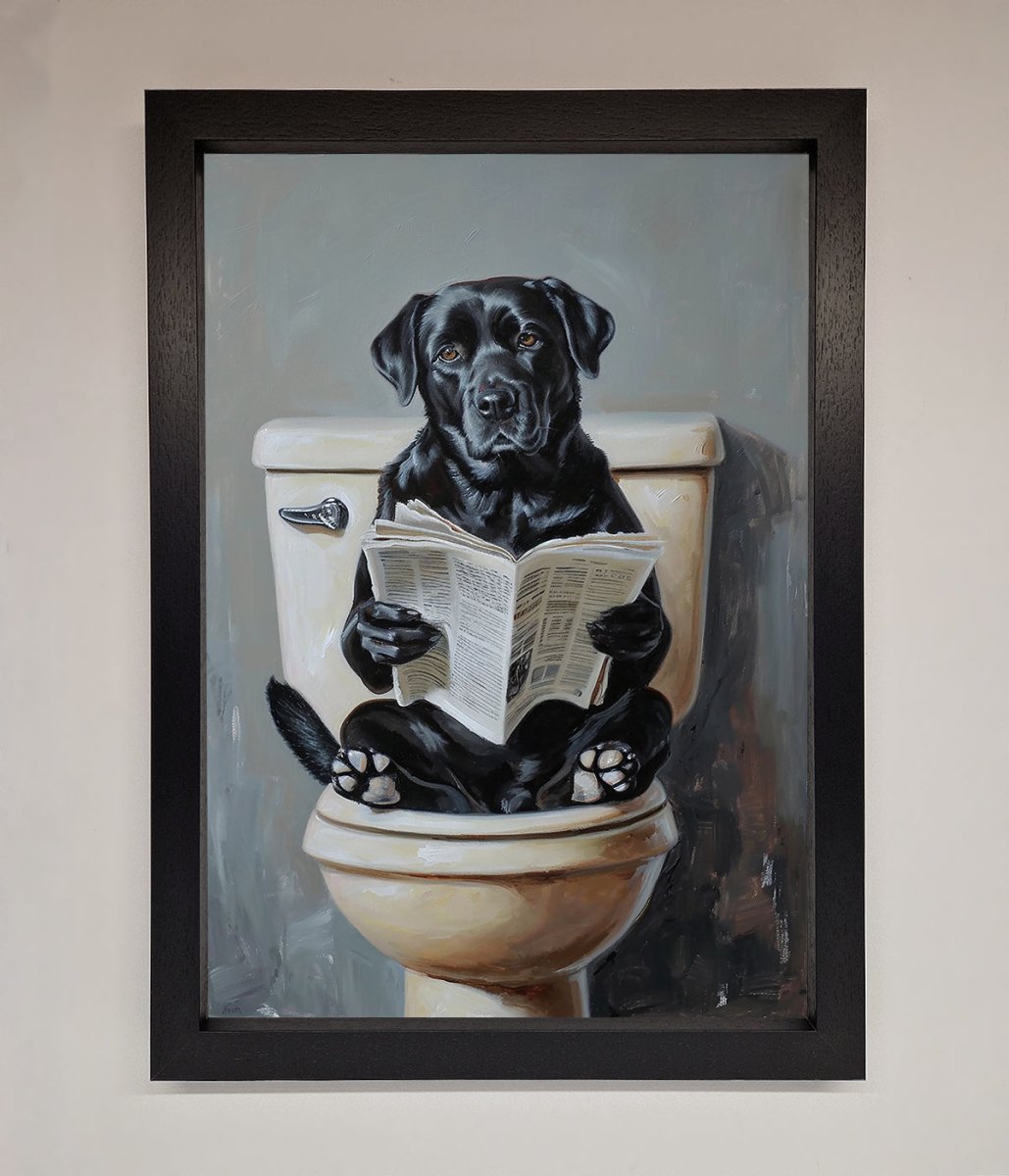Black Lab On The Toilet Framed Poster-1