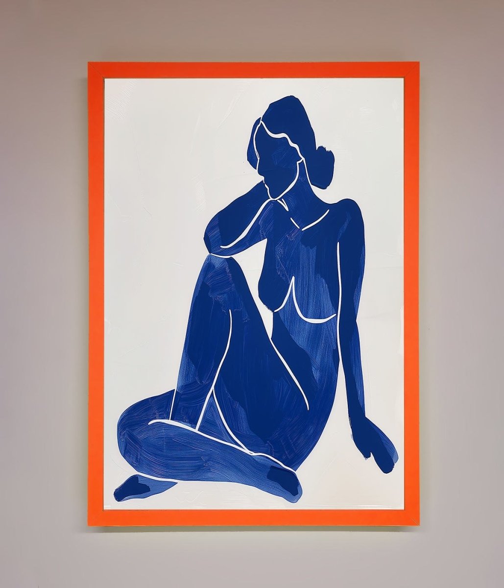 Blue Woman Pose Matisse Style Framed Print-10