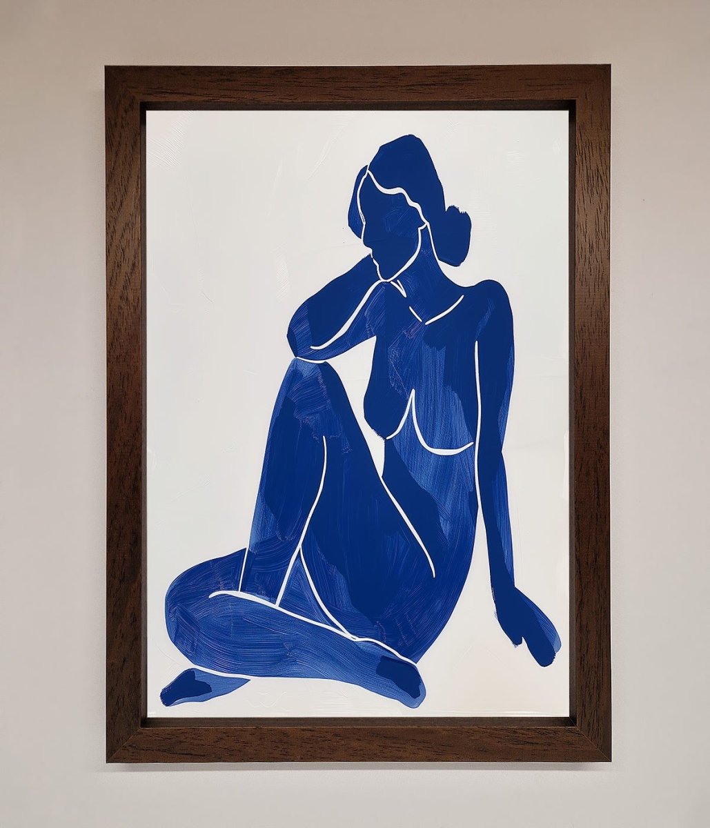 Blue Woman Pose Matisse Style Framed Print-4