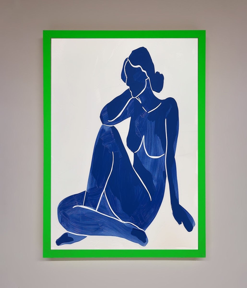 Blue Woman Pose Matisse Style Framed Print-11