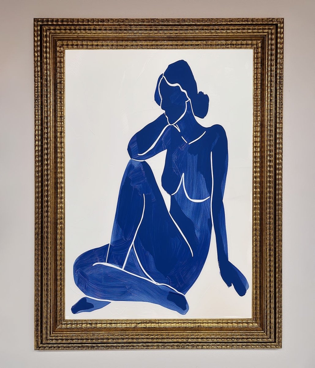 Blue Woman Pose Matisse Style Framed Print-15