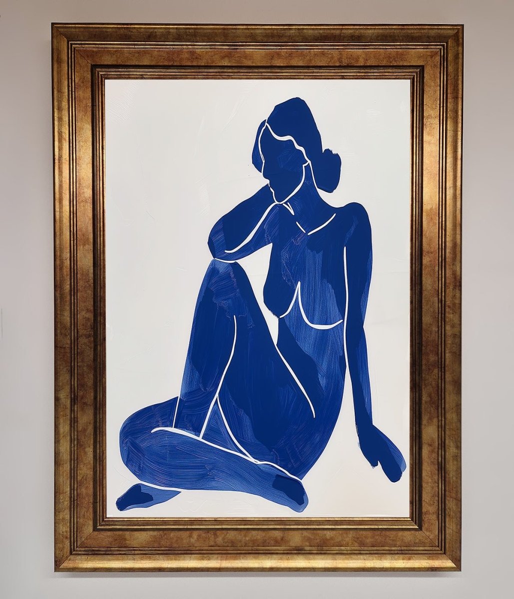 Blue Woman Pose Matisse Style Framed Print-7