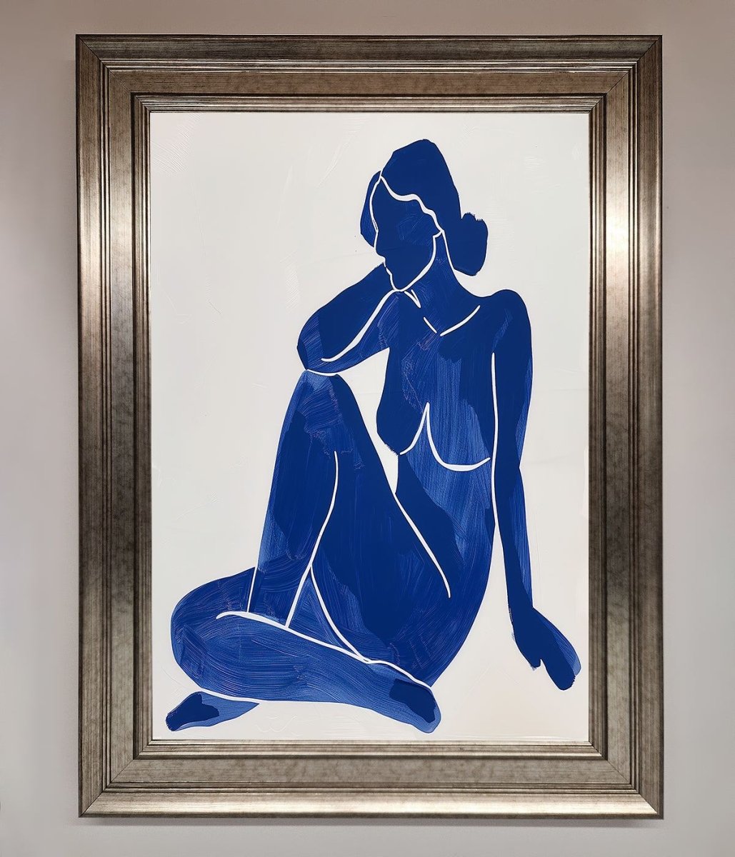 Blue Woman Pose Matisse Style Framed Print-5
