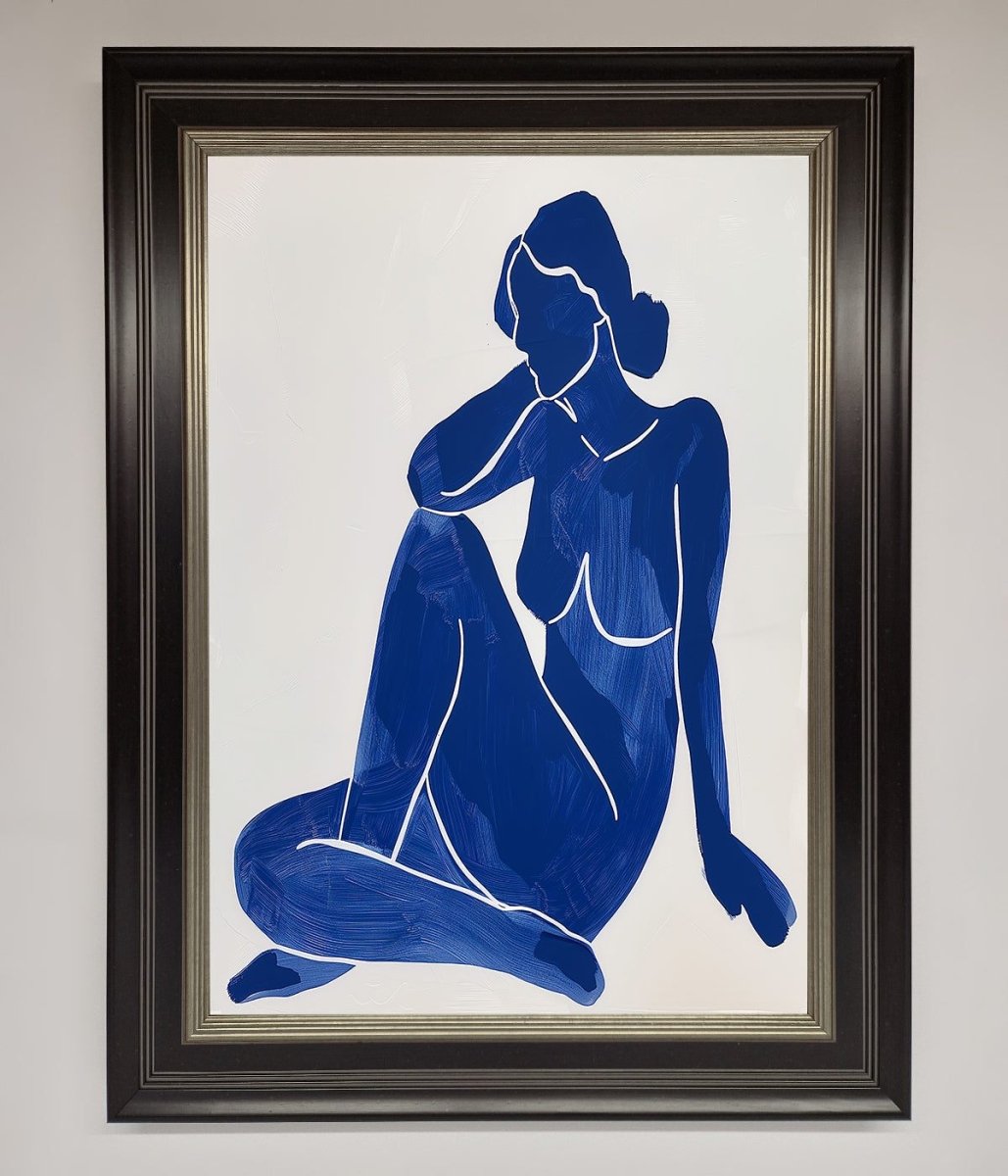 Blue Woman Pose Matisse Style Framed Print-8